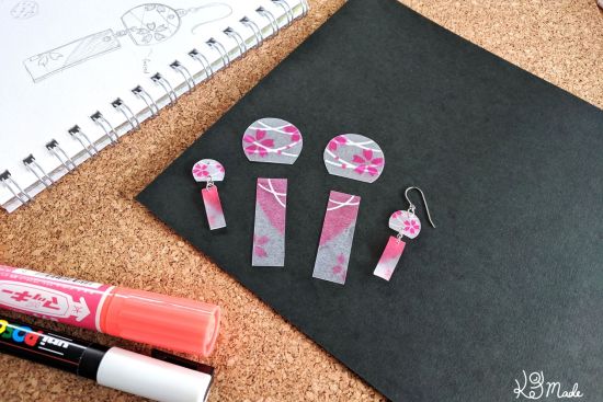 Explanation of Shrink art - plastic sheet transformed into cute Japanese style earrings
