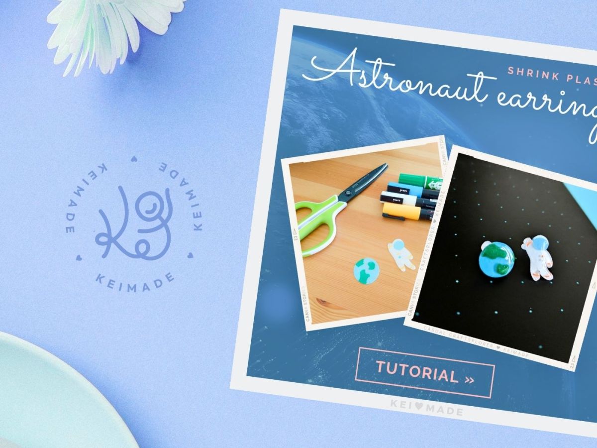 How to make Space Stud Earrings with shrink art plastic: Step-by-step tutorial