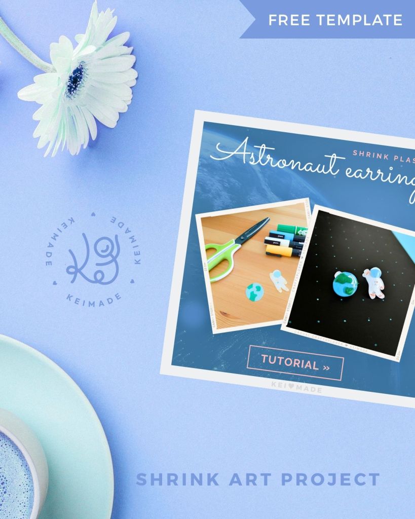 How to make Space Stud Earrings with shrink art plastic – Step by step tutorial