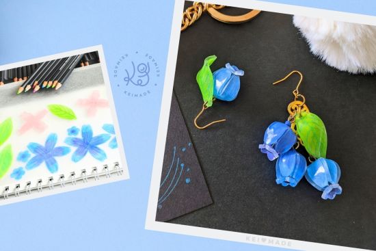 Shrink art tutorial - blueberry earrings - free template download