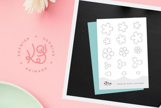 free sakura flower template for shrink art