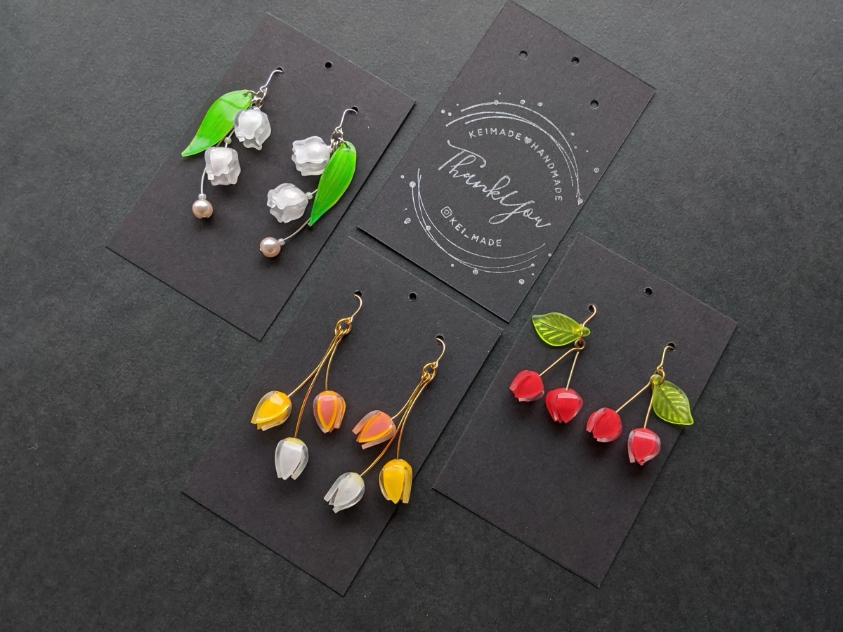 How to make cute 3D earrings with “puraban” shrink art plastic