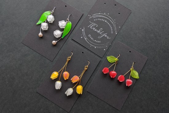 Tsukineko Brilliance metallic stamping ink pads on black paper - KeiMade Handmade | ツキネコのブリリアンス（メタリックスタンプ）を黒い紙に押してみたよ