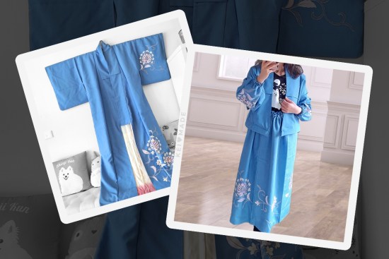 Upcycling a kimono to make a two piece suit