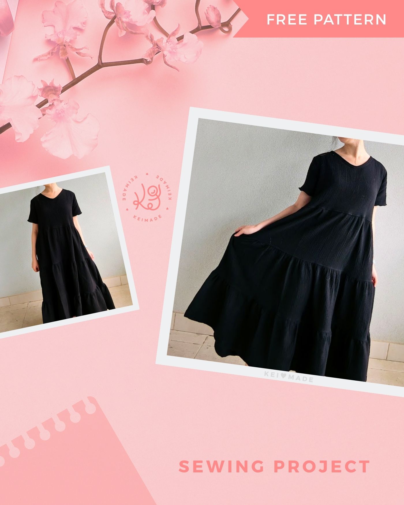Replicating a Tiered Maxi Dress (free sewing pattern) - KeiMade Blog - Crafts & Travel inspired by Japan Replicating a Tiered Maxi Dress (free sewing pattern) - KeiMade Blog - Crafts & Travel inspired by Japan