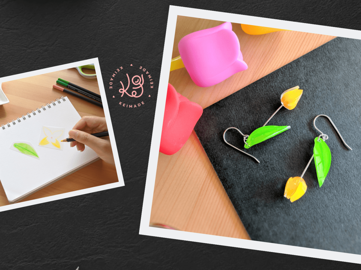 How to make Tulip Earrings with Shrink Art Plastic (Video & Template)