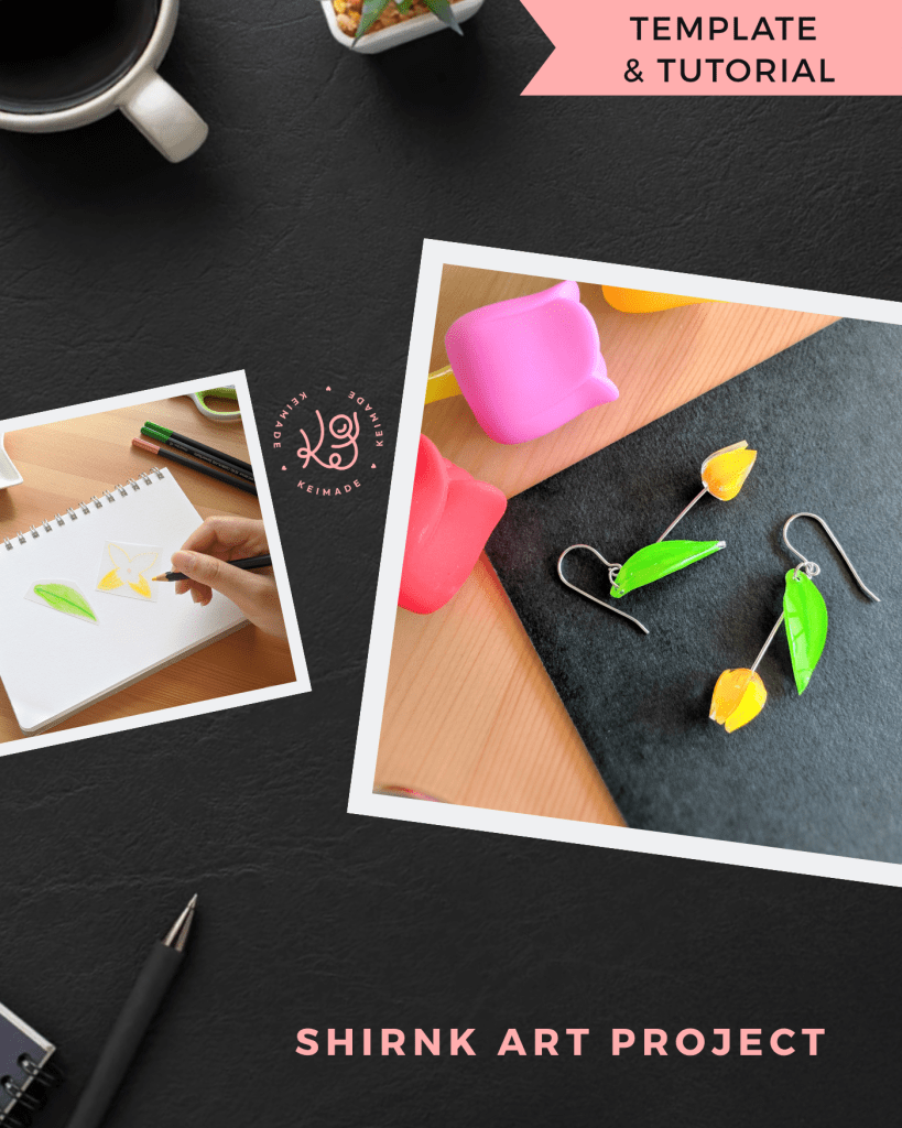 How to make Tulip Earrings with Shrink Art Plastic (Video & Template)