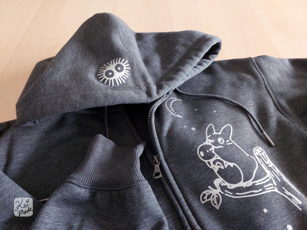 Close up of totoro hoodie made with Cricut Maker 3 and Siser EasyWeed HTV