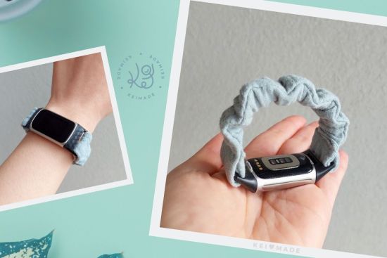 A tutorial on how to make a scrunchie watch band handmade for fitbit