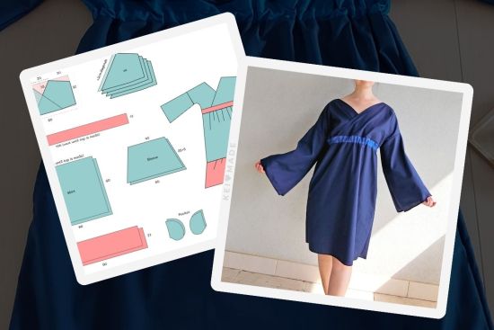 Kimono dress - free sewing pattern and how to tutorial by KeiMade