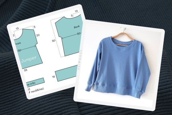 Sewing pattern for blue jumper by KeiMade
