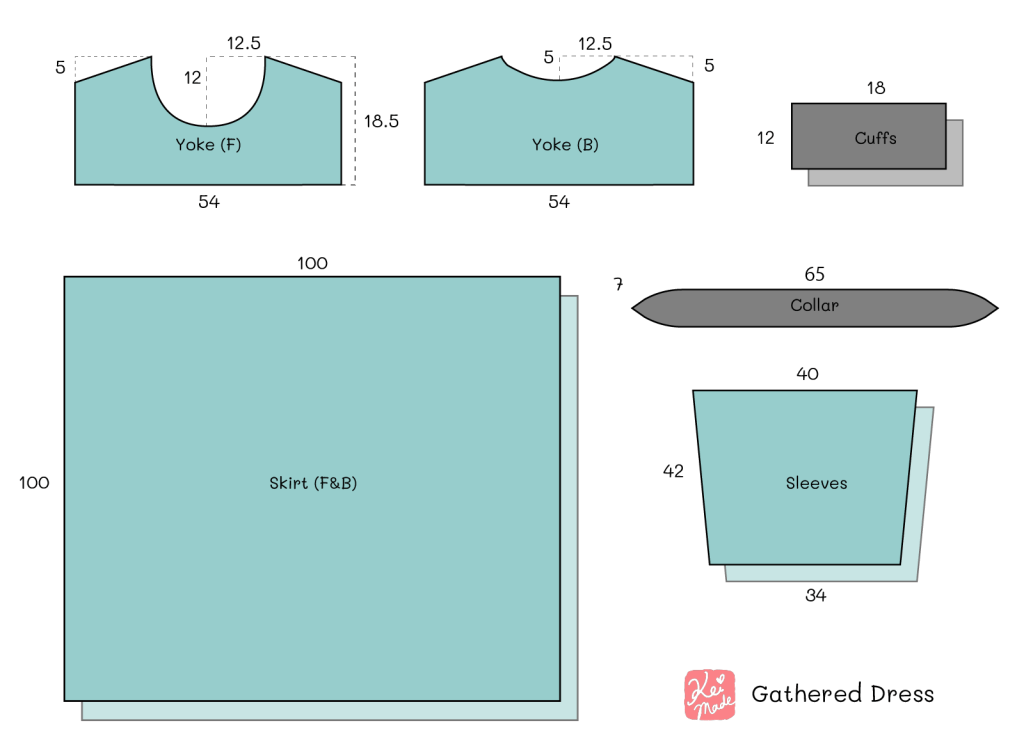 Gathered yoke dress pattern (maxi dress with long sleeves) by KeiMade
