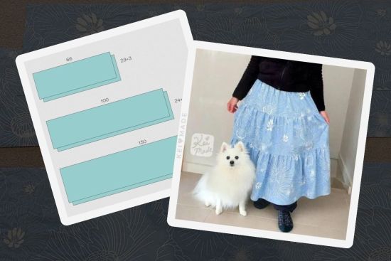 Sewing pattern for a tiered midi skirt by KeiMade