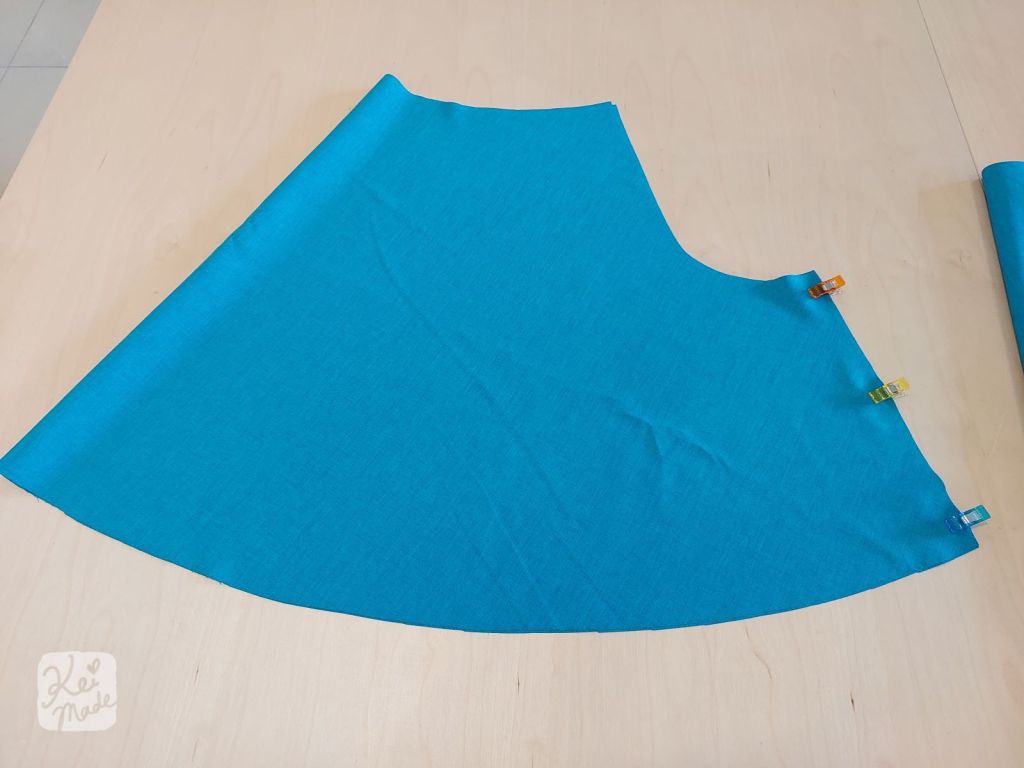 Step 3 of how to sew circular culotte shorts