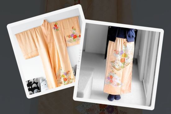 Kimono upcycle project: Pleated Pencil Skirt