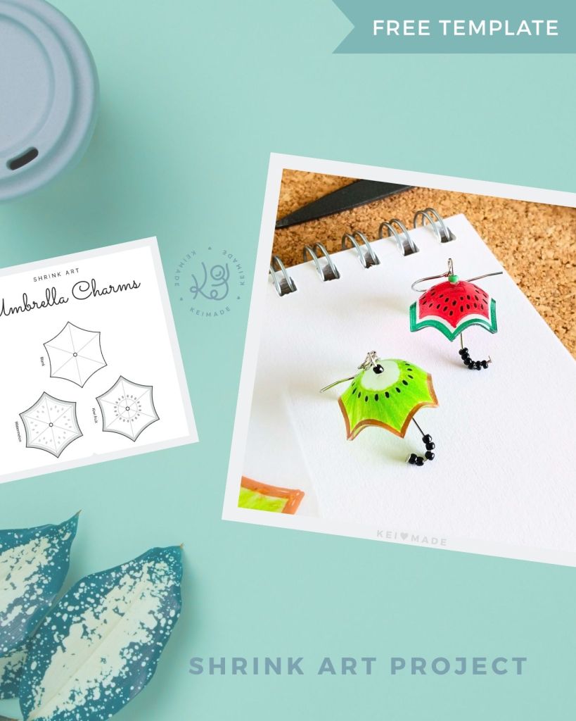 How to make Umbrella Earrings with shrink art plastic