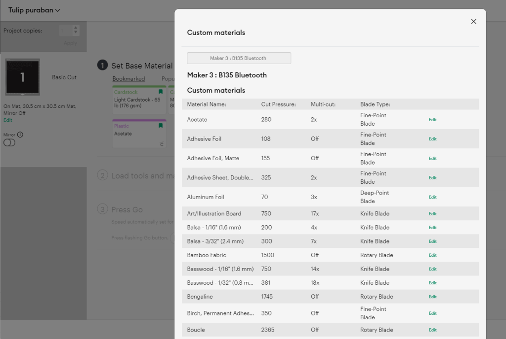 how to add custom material settings in cricut maker 3