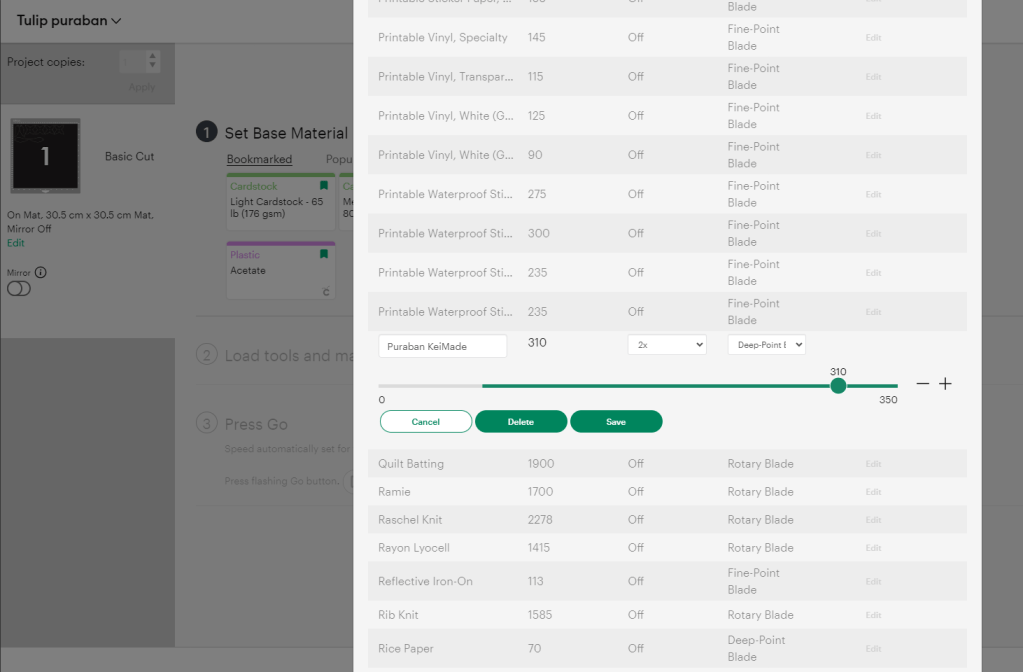 how to add custom material settings in cricut maker 3