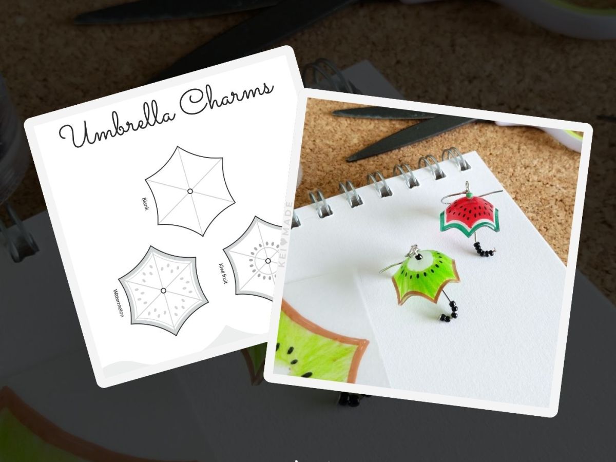How to make Umbrella Earrings with shrink art plastic