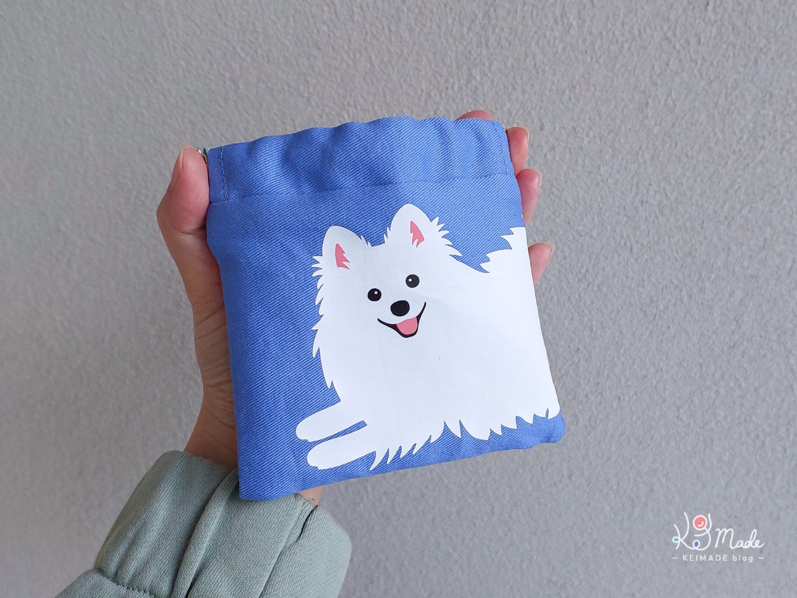 Mini flex frame pouch with japanese spitz dog by keimade