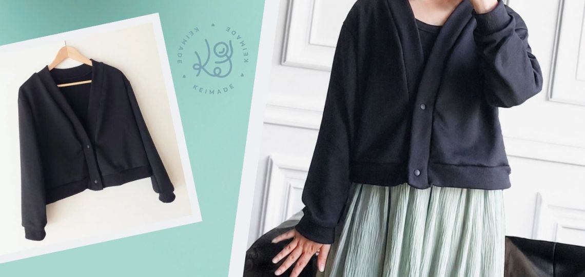 Black Terry Cardigan V-neck Babylock - Keimade Cover