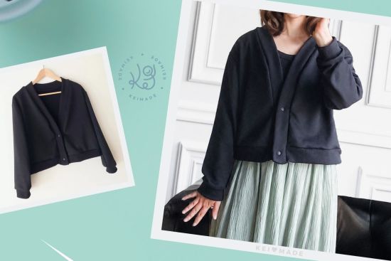 Black Terry Cardigan V-neck Babylock - Keimade Cover