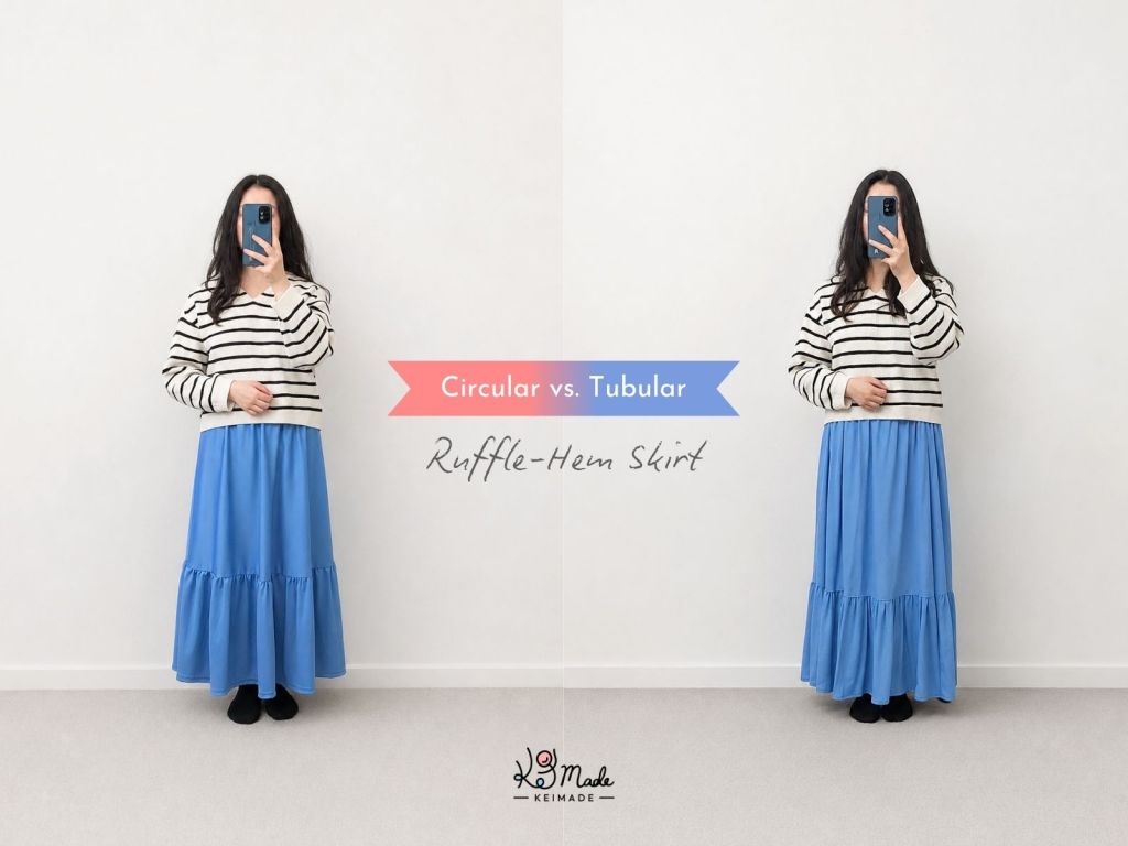 Circular vs tubular ruffle hem skirt sewing comparison