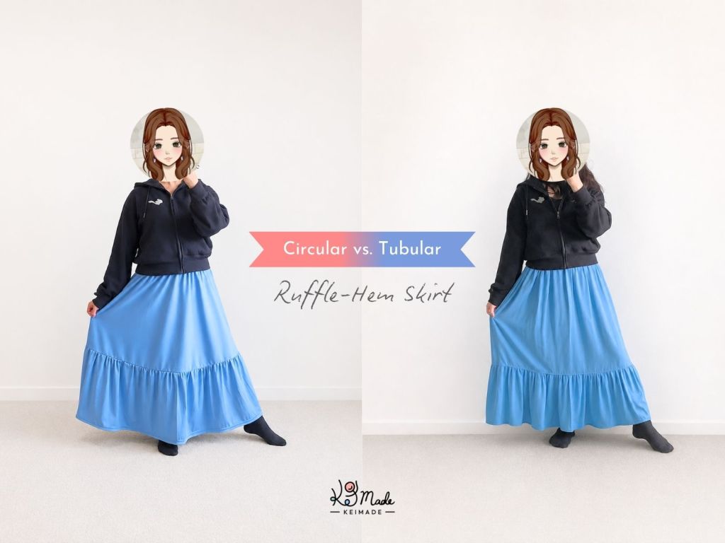 Circular vs tubular ruffle hem skirt sewing comparison