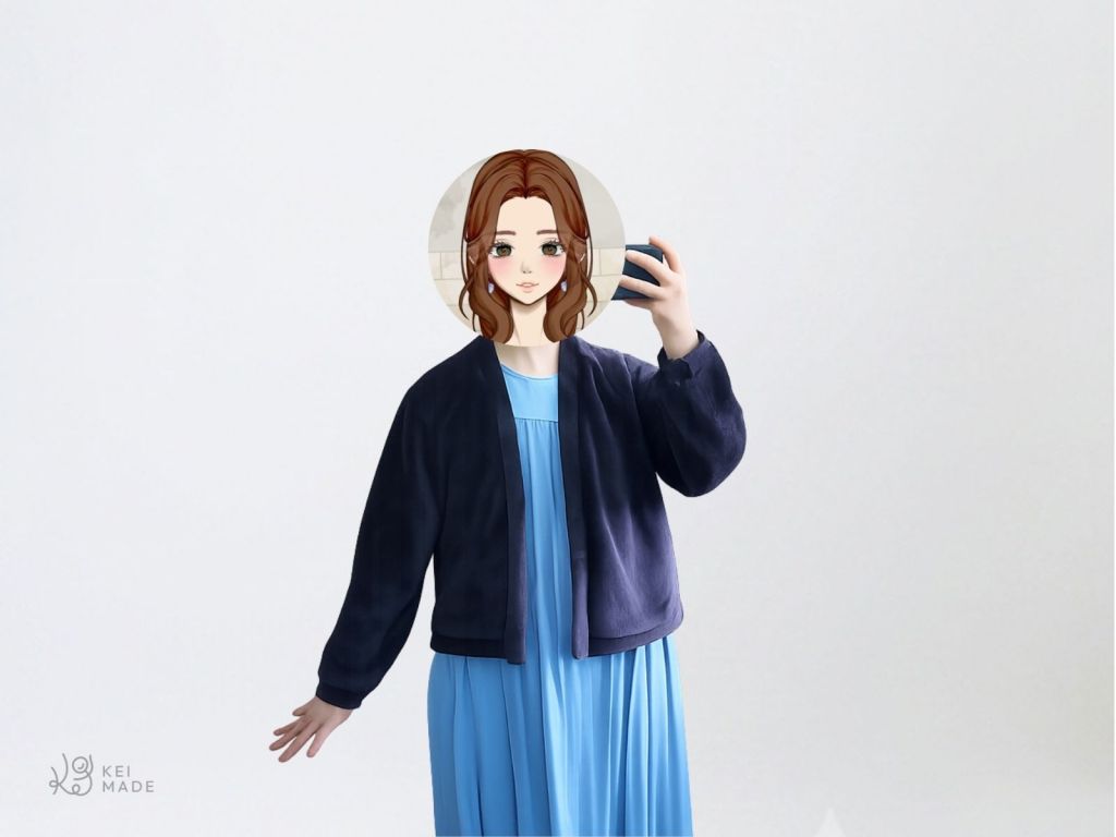 V-neck Cardigan made with Babylock pattern - worn with sleeve view